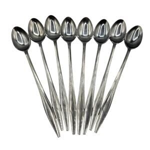 8 VTG National Parma NS Co Stainless Iced Tea Spoons 7 1/2" Japan